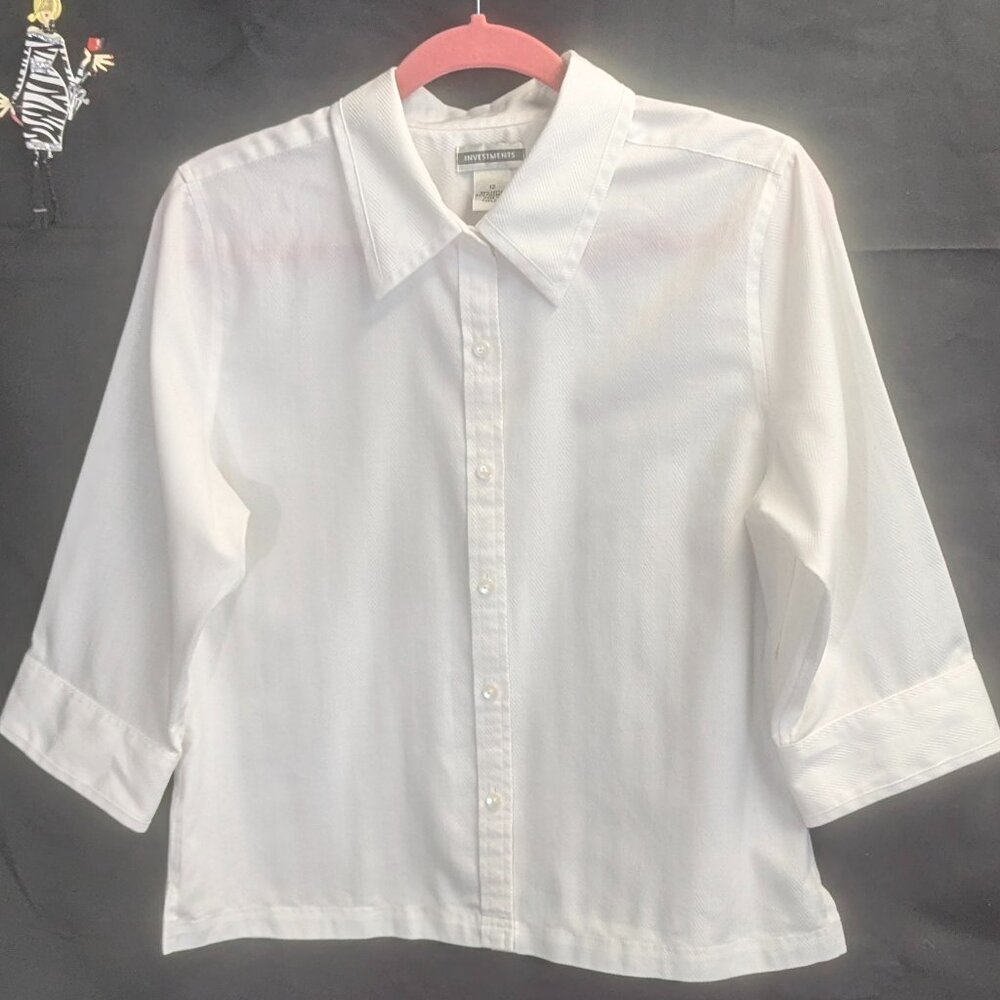 Investments Size 12 White Button Down